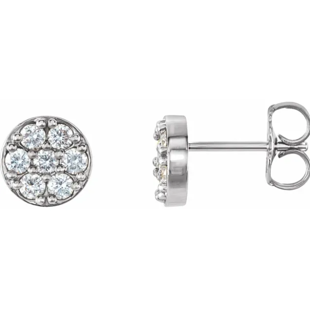 Craspedia Diamond Circle Cluster Earrings