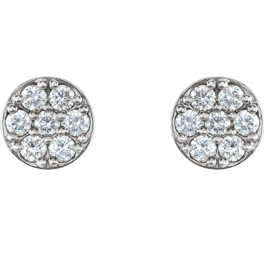 Craspedia Diamond Circle Cluster Earrings