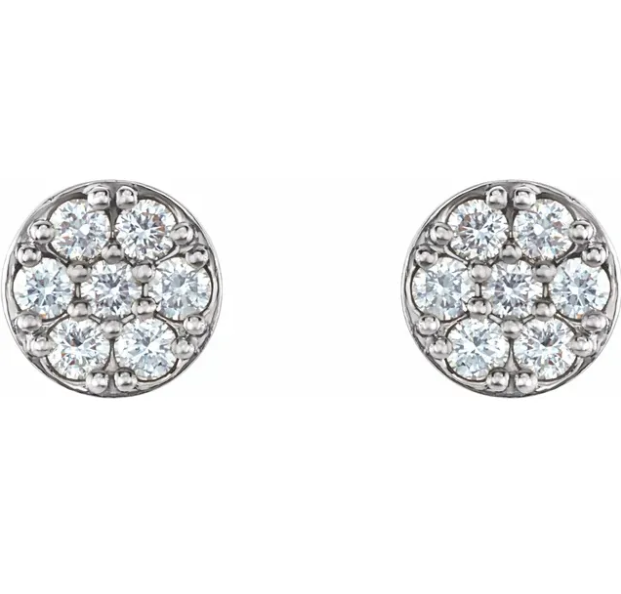 Craspedia Diamond Circle Cluster Earrings