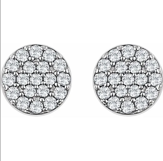 Craspedia Diamond Circle Cluster Earrings