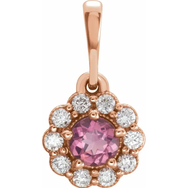 Iris Pink Tourmaline & Diamond Pendant