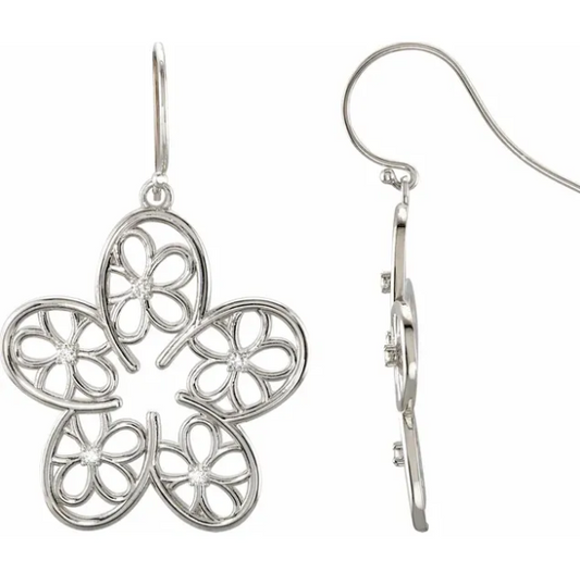 Daisy Diamond Flower Earrings