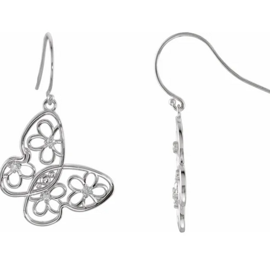 Daisy Diamond Butterfly Earrings