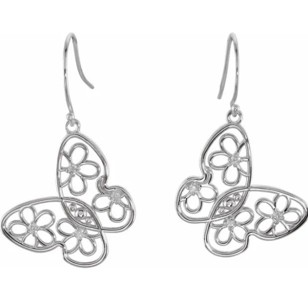 Daisy Diamond Butterfly Earrings