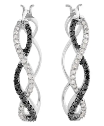 Peony Black & White Diamond Hoop Earrings