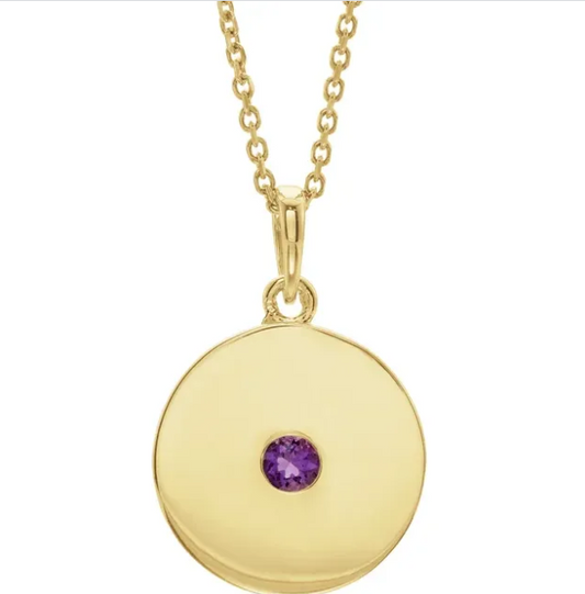 Poppy Amethyst Disc Necklace