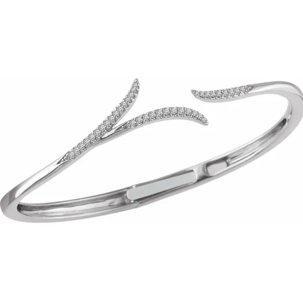 Passionflower Diamond Bypass Cuff Bracelet