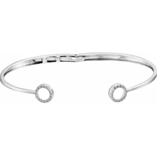 Craspedia Diamond Circle Hinged Cuff Bracelet