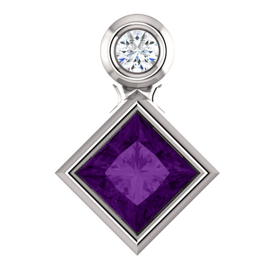 Dahlia Bezel Amethyst & Diamond Pendant