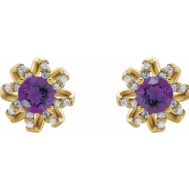 Passionflower Amethyst & Diamond Earrings