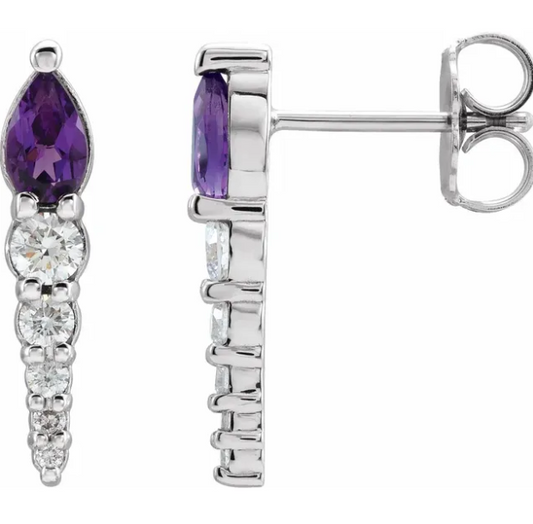 Dahlia Amethyst & Diamond Earrings