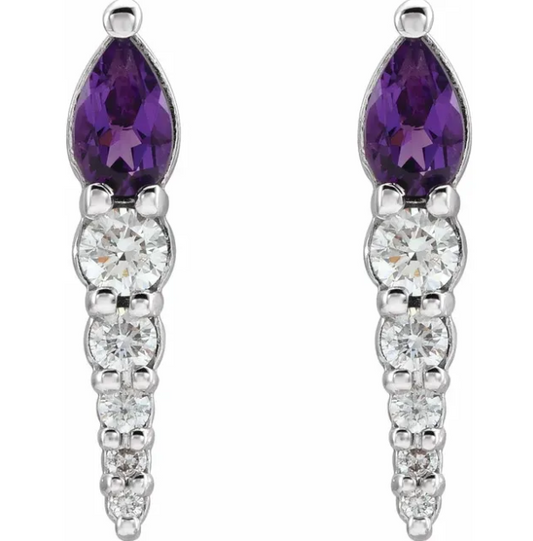 Dahlia Amethyst & Diamond Earrings