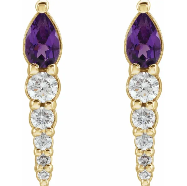 Dahlia Amethyst & Diamond Earrings