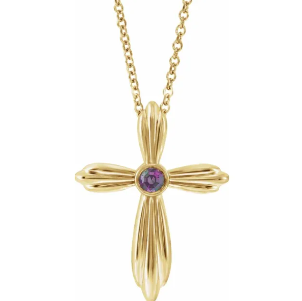 Daffodil Alexandrite Cross Necklace