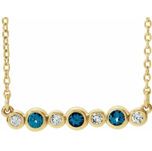 Poppy Alexandrite and Diamond Bar Necklace