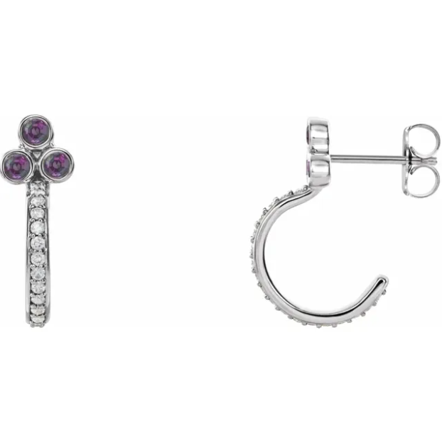 Poppy Alexandrite & Diamond J Hoop Earrings