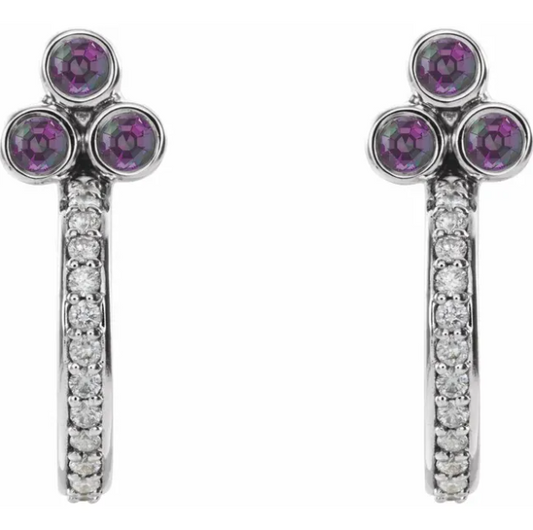 Poppy Alexandrite & Diamond J Hoop Earrings