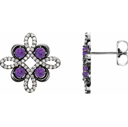 Clover Alexandrite & Diamond Earrings