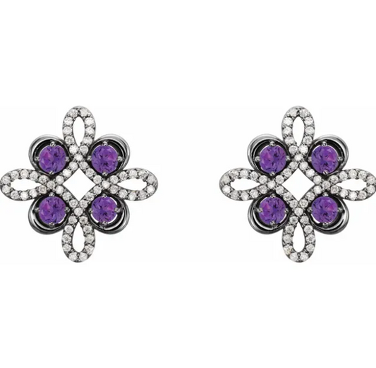 Clover Alexandrite & Diamond Earrings