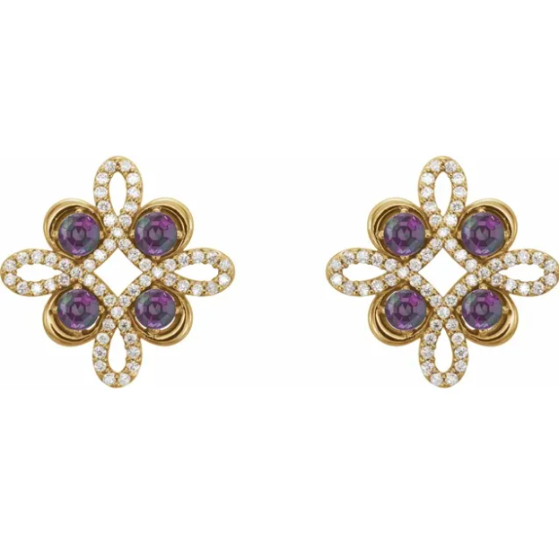 Clover Alexandrite & Diamond Earrings