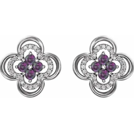 Clover Alexandrite & Diamond Earrings