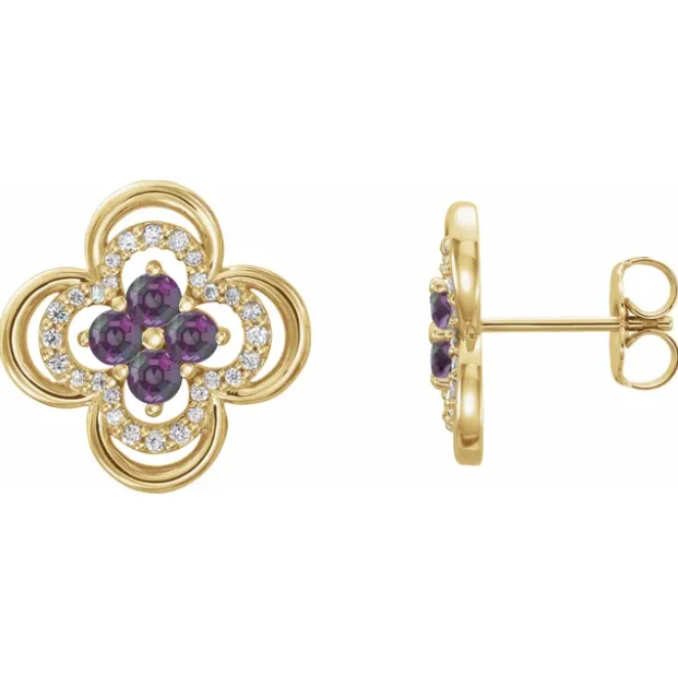 Clover Alexandrite & Diamond Earrings
