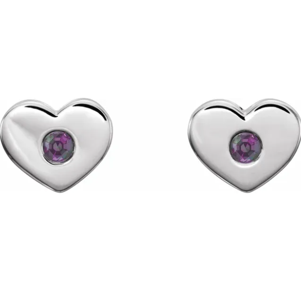 Tulip Alexandrite Heart Earrings