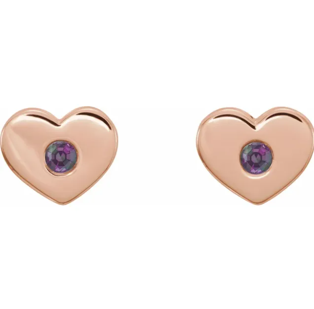 Tulip Alexandrite Heart Earrings