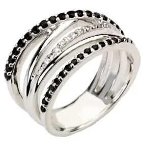 Ivy Black Spinel & Diamond Wide Ring