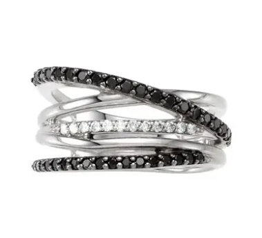 Ivy Black Spinel & Diamond Wide Ring