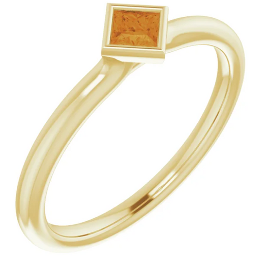 Dahlia Citrine Square Bezel Stackable Ring