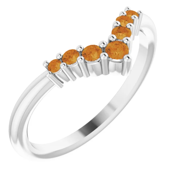 Bellflower Citrine Chevron Stackable Ring