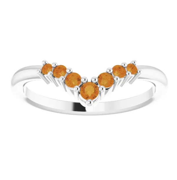 Bellflower Citrine Chevron Stackable Ring