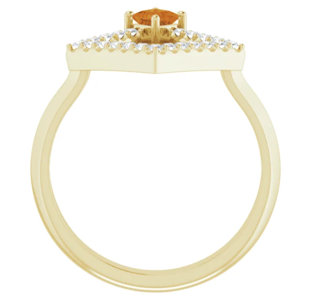 Dahlia Square Citrine and Diamond Ring