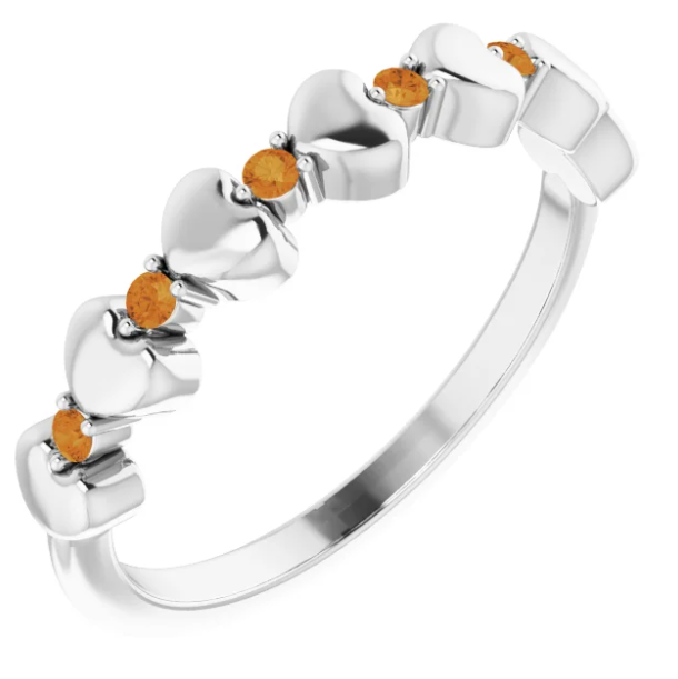 Peony Citrine Heart Stackable Ring