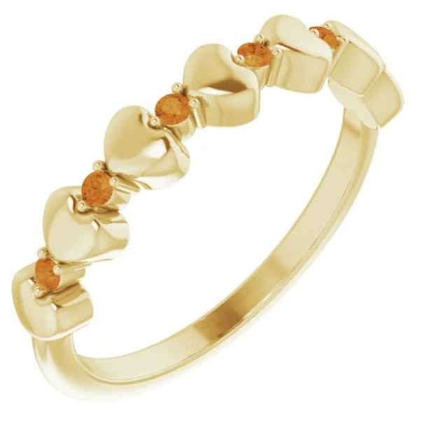 Peony Citrine Heart Stackable Ring