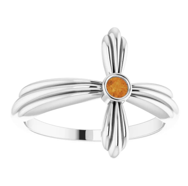 Daffodil Citrine Sideways Cross Ring