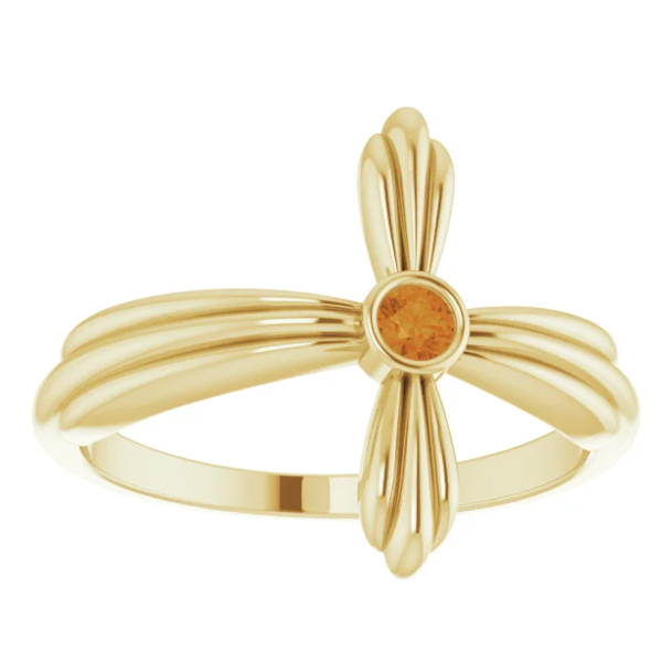 Daffodil Citrine Sideways Cross Ring