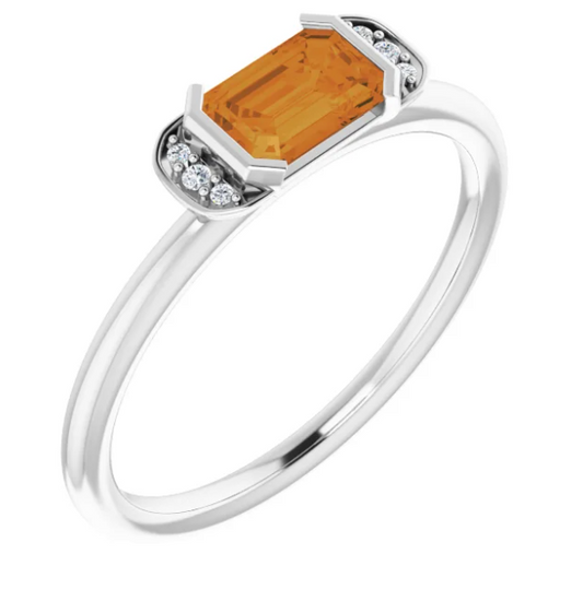 Dahlia Citrine and Diamond Ring