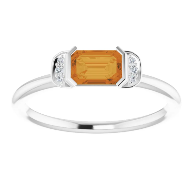 Dahlia Citrine and Diamond Ring