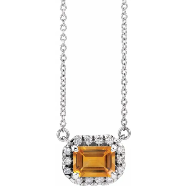 Zinnia Citrine & Diamond Necklace