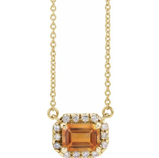 Zinnia Citrine & Diamond Necklace