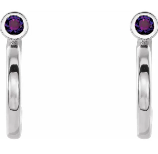 Poppy Amethyst J Hoop Earrings