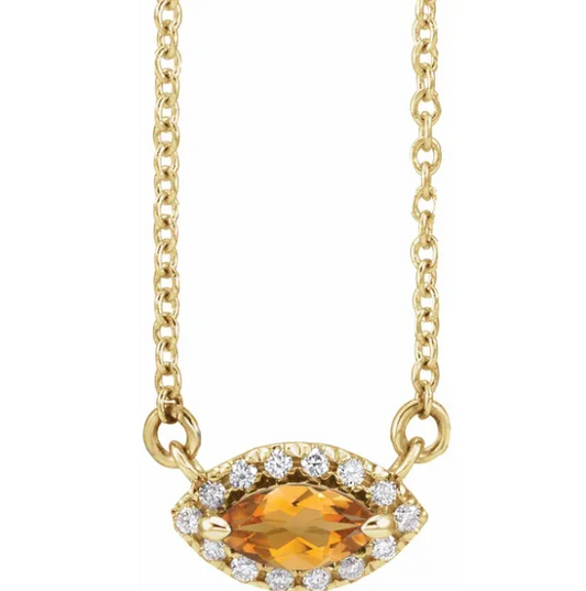 Clematis Marquise Citrine & Diamond Necklace