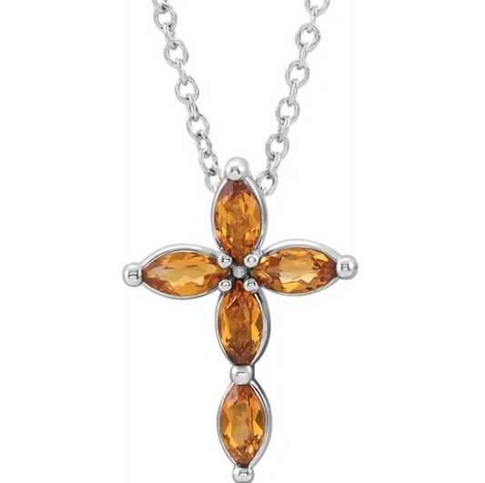 Daffodil Citrine Cross Necklace