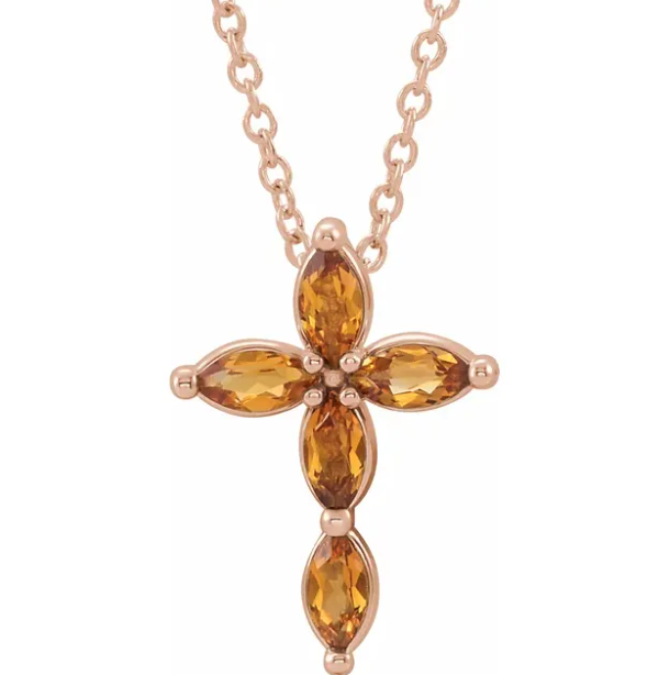 Daffodil Citrine Cross Necklace