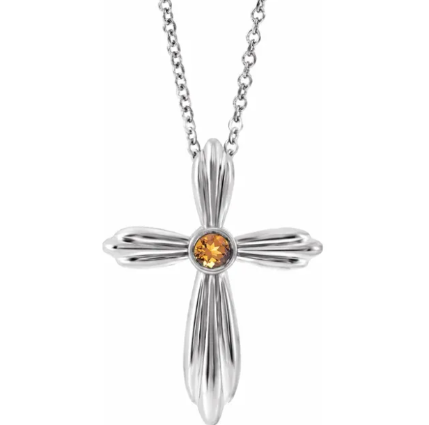 Daffodil Citrine Cross Necklace