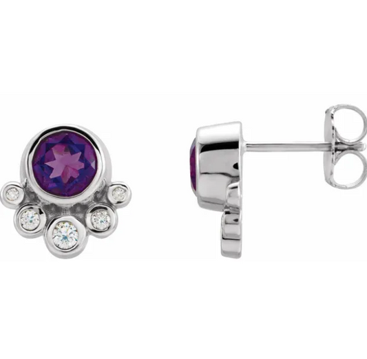 Poppy Amethyst & Diamond Earrings