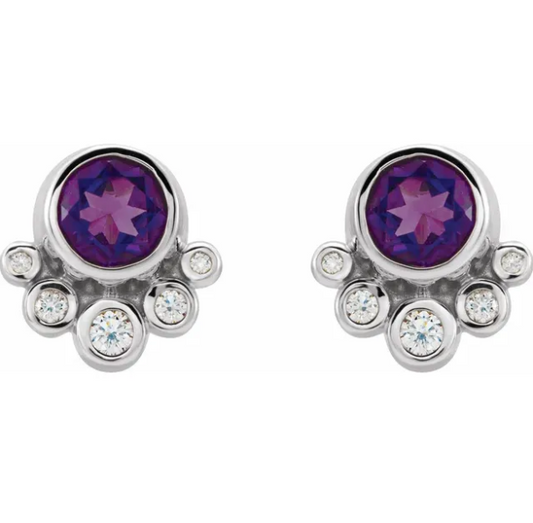 Poppy Amethyst & Diamond Earrings