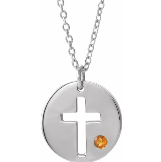 Daffodil Citrine Cross Disc Necklace